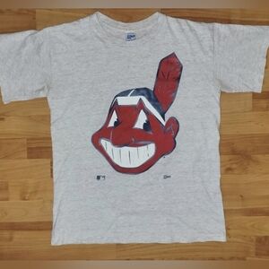 Salem Sportswear Cleveland Indians 1993 Grey MLB Vintage Deadstock T-Shirt Large